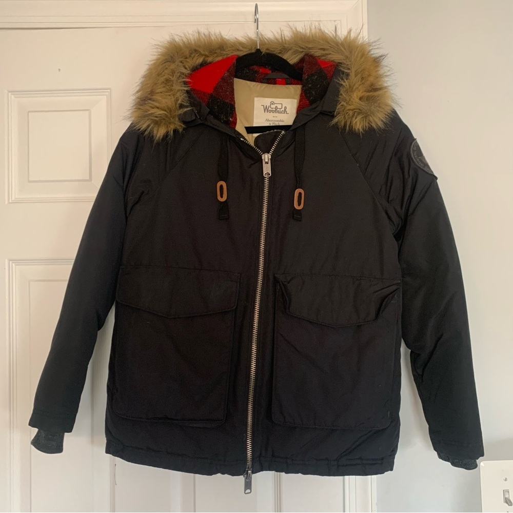Woolrich x Abercrombie 650 fill down parka with removable fur trim hood